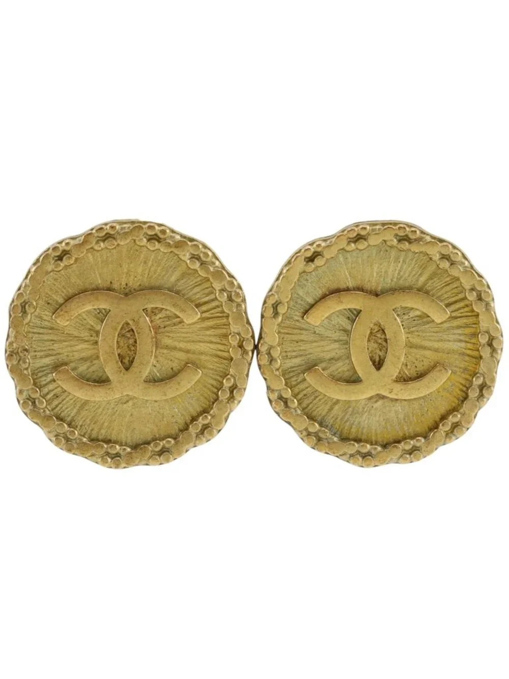 Chanel CC Logo Vintage Gold Plated 95P Earrings